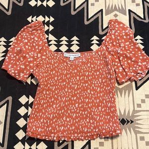 orange floral crop top